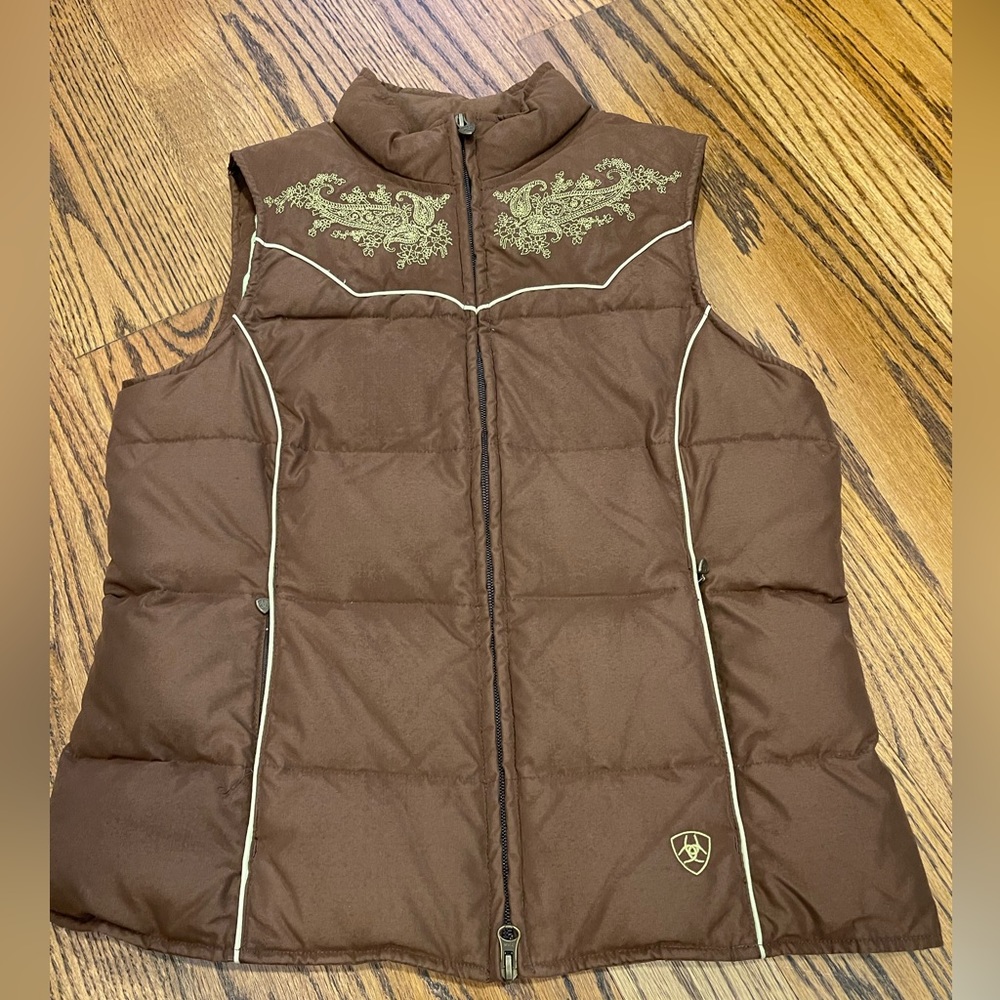 Womens Ariat vest brown lime